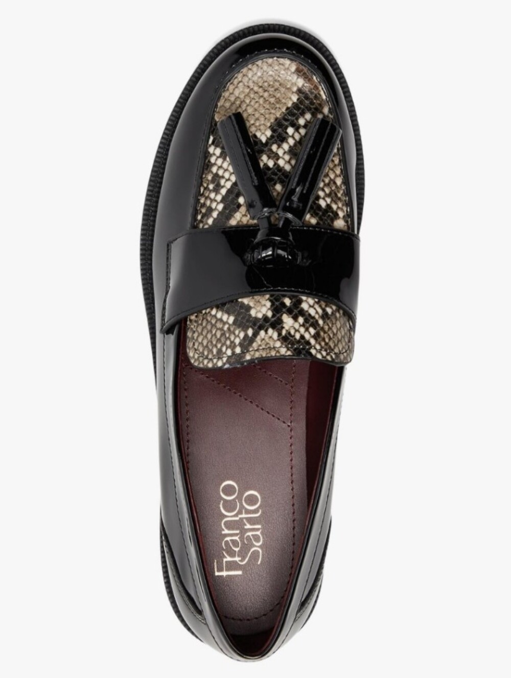 FRANCO SARTO LUCIA LOAFER BLACK SNAKESKIN SZ 9